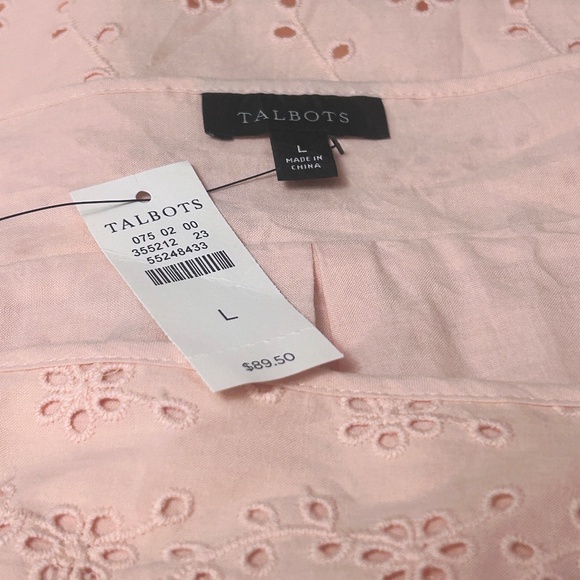Talbots Pink Eyelet Blouse Top 100% Cotton Lined NWT - Picture 12 of 15